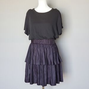 Pencey Tiered Mixed-Media Ruffled Mini Dress Size 6